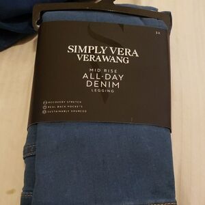 Simply Vera Vera Wang Mid Rise All-Day Denim Leggings- Real Back Pockets SIZE 3X